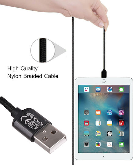 Volte-Tel Braided / Magnetic USB 2.0 Cable USB-C male - USB-A Μαύρο 1m 8201974