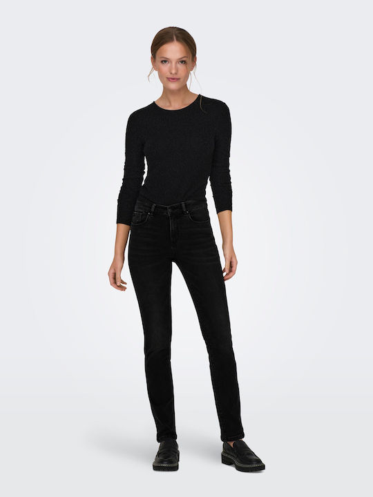 Dama Tesatura Pantaloni cu Croială Slim Negru