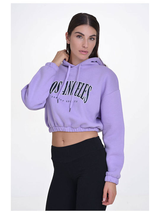 Target Women's Cropped Hooded Fleece Sweatshirt Purple