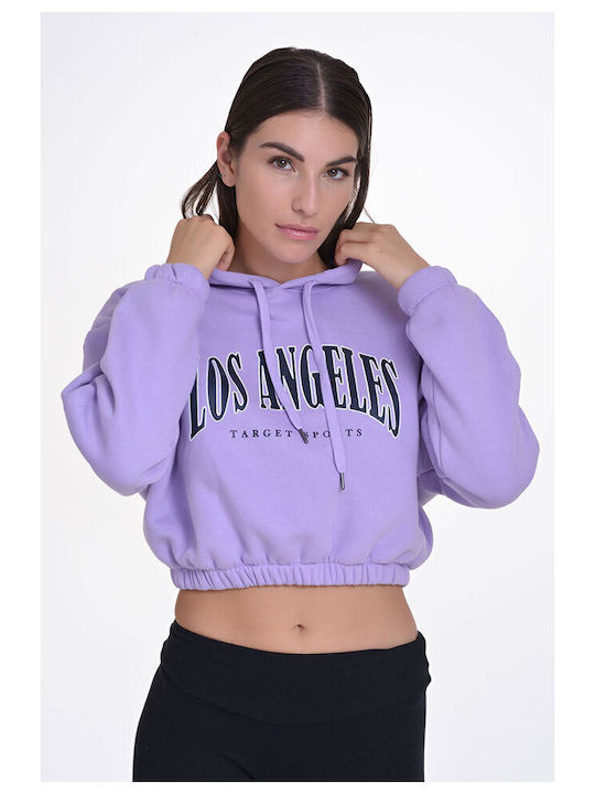 Gekürzt Damen Sweatshirt Kapuzen Lila
