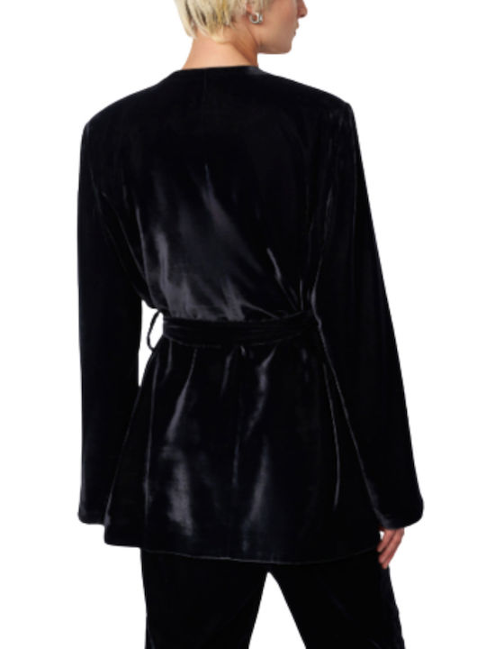 Black & Black Blazer pentru femei Catifea Sacou Negru