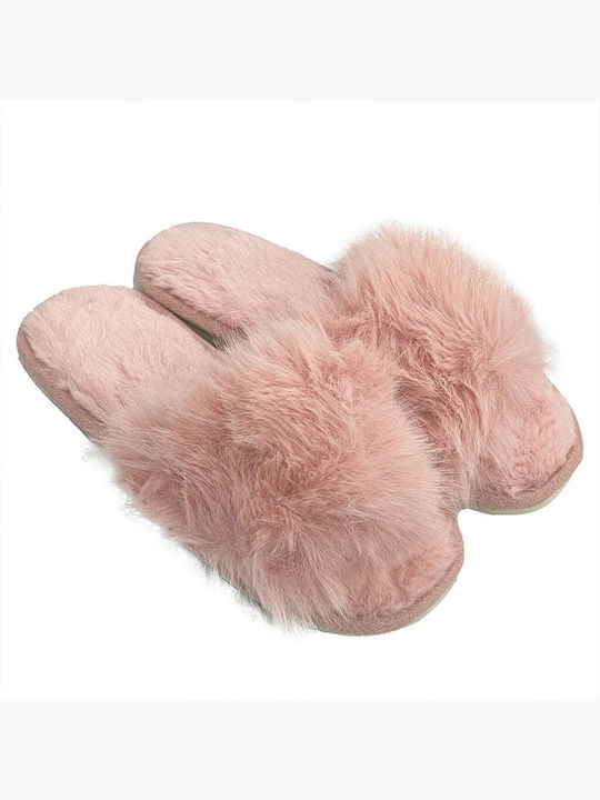 Ustyle Women's Slippers with Fur Pink