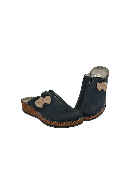 Anatomical Leather Women's Slippers Blue