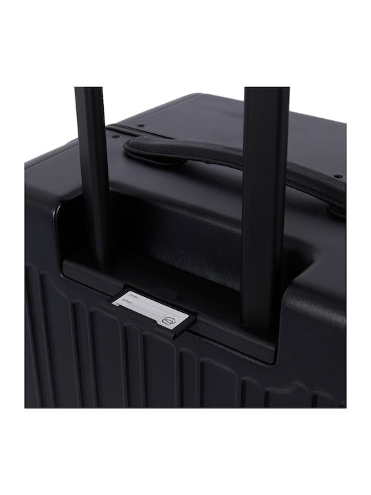Piquadro Μεσαία Βαλίτσα Ταξιδίου Σκληρή Black/Tobacco με 4 Ρόδες Ύψους 68εκ.