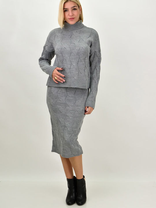 Set mit Maxi Rock Polka Dot Gray