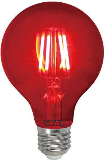 Elvhx LED-Lampe 4W 123mm für Fassung E27 und Form G80 Rot 360lm
