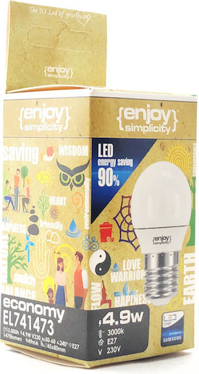Elvhx LED Bulb 5.5W 80mm for Socket E27 and Shape P45 Natural White 490lm
