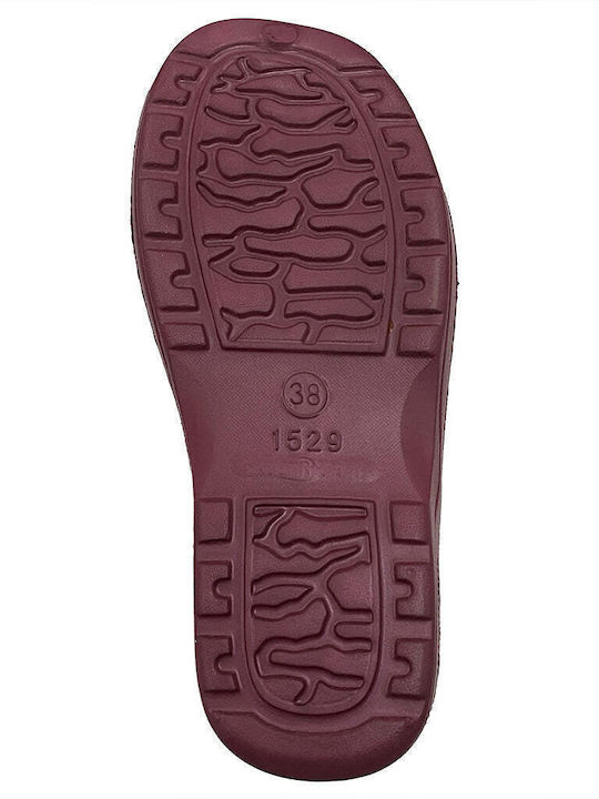 Women's Fur Lined Short Wellies Burgundy