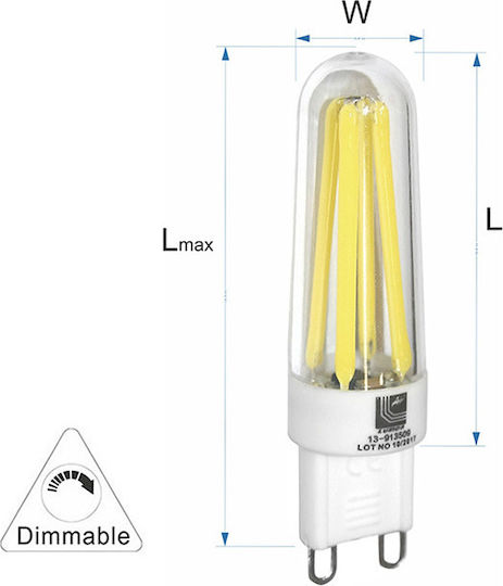 Adeleq LED Bulb 3.5W Fluorescent Type for Socket G9 and Shape T8 Cool White 380lm Dimmable
