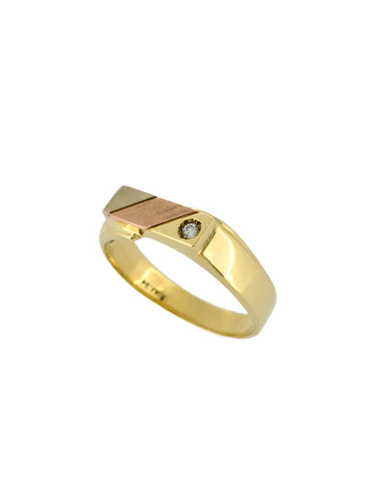 Herren Ring mit Zirkonia aus Gold 14K