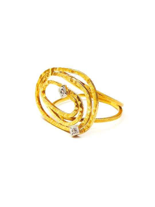 Polytimo Damen Ring mit Zirkonia aus Weißgold 14K