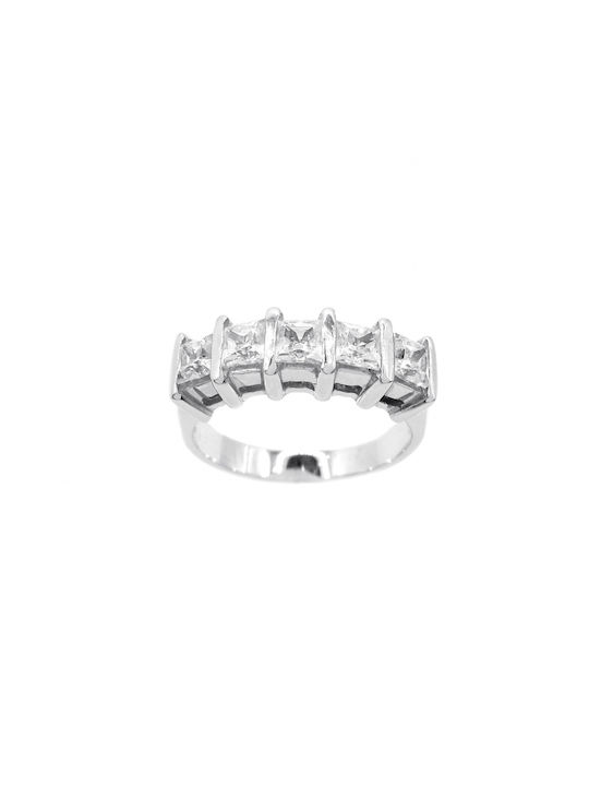 Polytimo Women's White Gold Eternity Ring with Zircon 14K