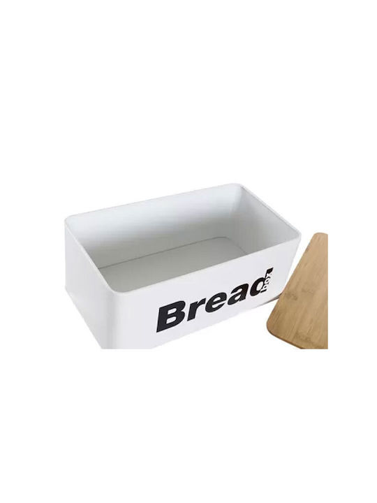 Bread Box with Lid Metallic White 33x18x13.5cm