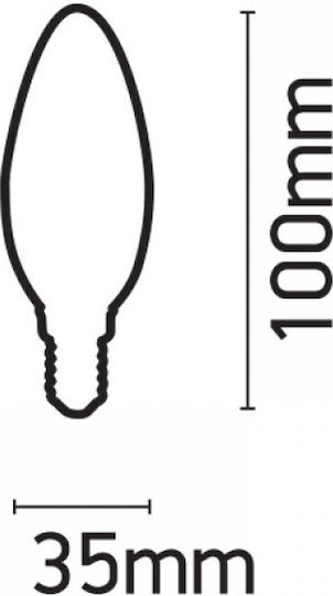 Inlight E14 C37 5W Θερμό Λευκό Filament Dimmable