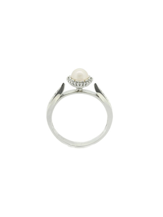 Women's Ring with Pearls from White Gold 14K