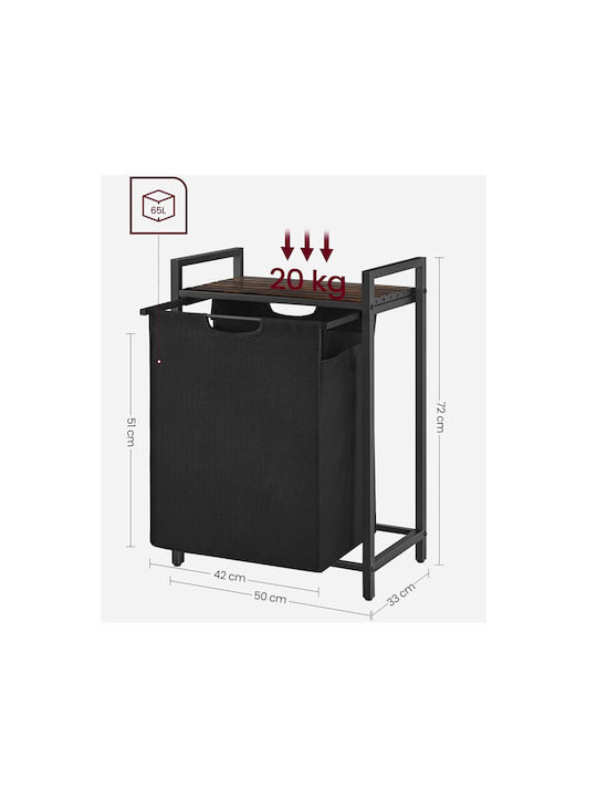 Vasagle Coș de Rufe Metalic 65l cu Capac 50x33x72cm Negru