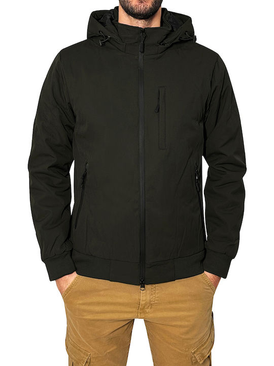 3Guys Herren Winter Jacke Lässig Khaki