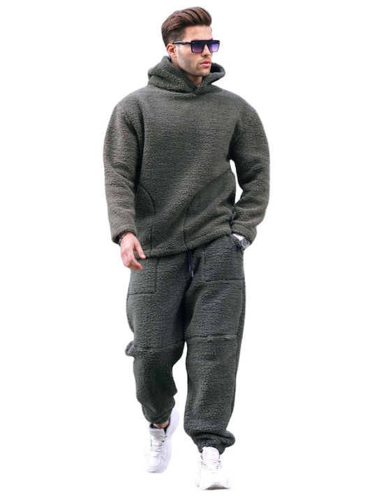 madmext Herren-Sweatpants-Set Fleece Khaki