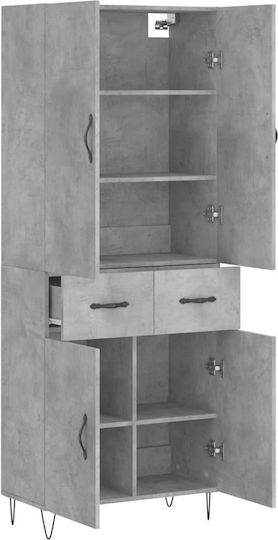 Dulap De Depozitare Pentru Birou Din Lemn Gri 69.5x34x180cm