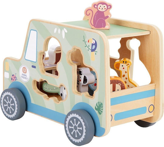 Tooky Toys Shape Sorting Toy Jeep Safari made of Wood for 18++ Months