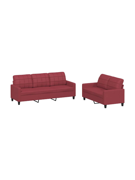 Living Room Furniture Set 3-Seater & 2-Seater Red