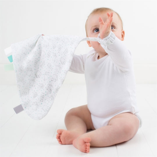 Cheeky Chompers Baby Cloth Comfort Blanket with Teether - Hippo White
