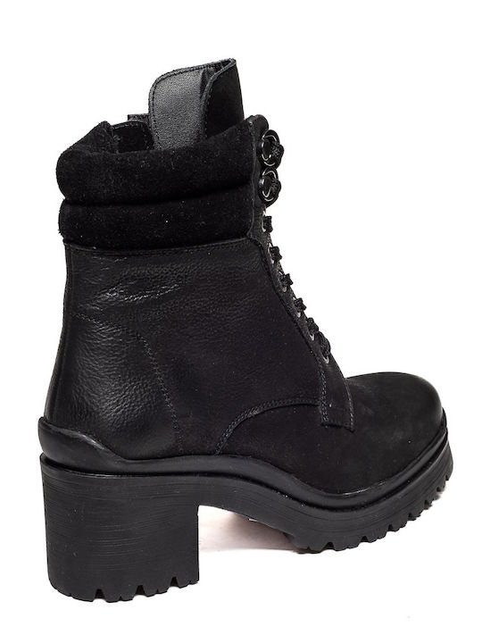 Leder Stiefeletten Damen Schwarz