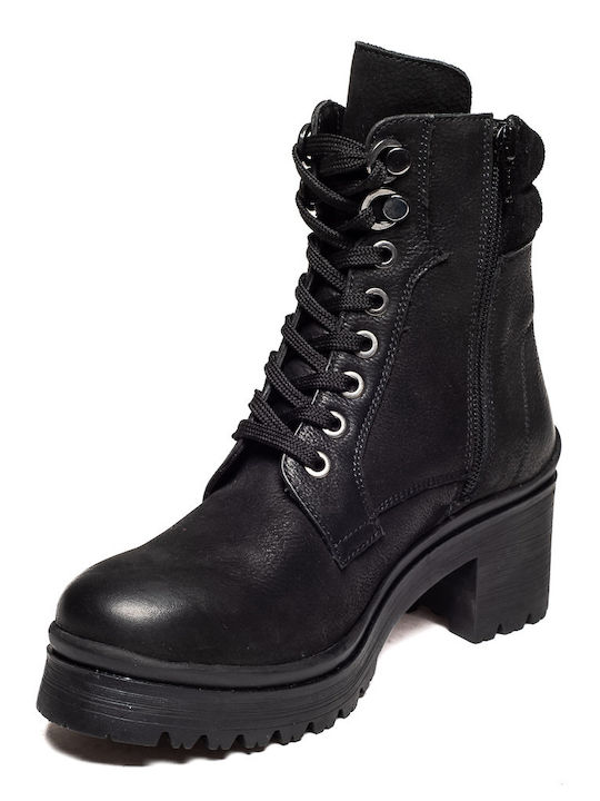 Leder Stiefeletten Damen Schwarz