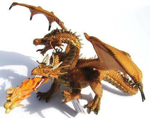 Papo Dragon Cu Două Capete Aurie 11.2 cm (Diferite Modele)