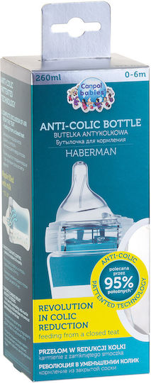Canpol Babies Plastic Baby Bottle Haberman Lighthouse Anti-colic with Silicone Teat for 0+ Months Beige 260ml