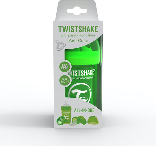 Twistshake Πλαστικό Μπιμπερό Pastel Green Μπιμπερό Κατά των Κολικών Κατά των Κολικών με Θηλή Σιλικόνης Πράσινο 180ml
