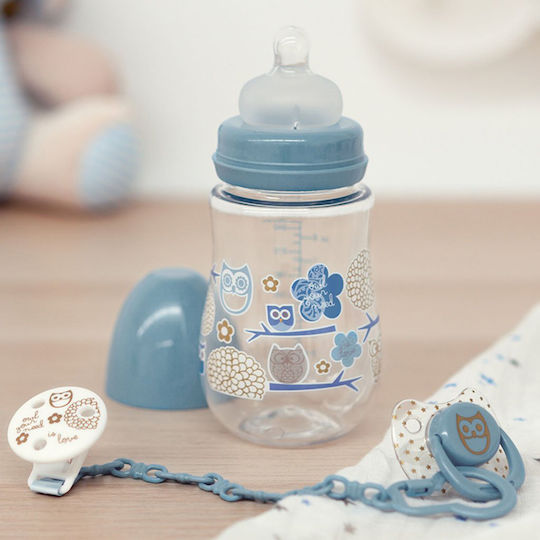 Kiokids Σετ Πλαστικά Μπιμπερό με Θηλή Σιλικόνης για 6+ μηνών Μπλε 250ml 3τμχ