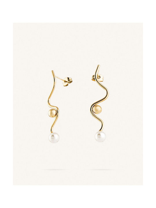 StanStefan Earrings Ear Climbers made of Steel Gold Plated with Pearls