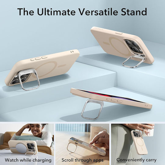 ESR Cloud Soft Halolock Kickstand Umschlag Rückseite Silikon 1.2mm Beige (iPhone 15 Pro Max)