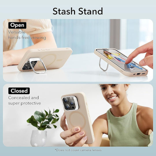ESR Cloud Soft Halolock Kickstand Umschlag Rückseite Silikon 1.2mm Beige (iPhone 15 Pro Max)