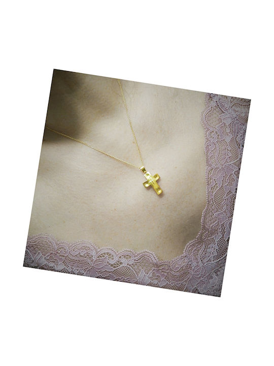 Polytimo Women's Gold Cross 14K with Chain