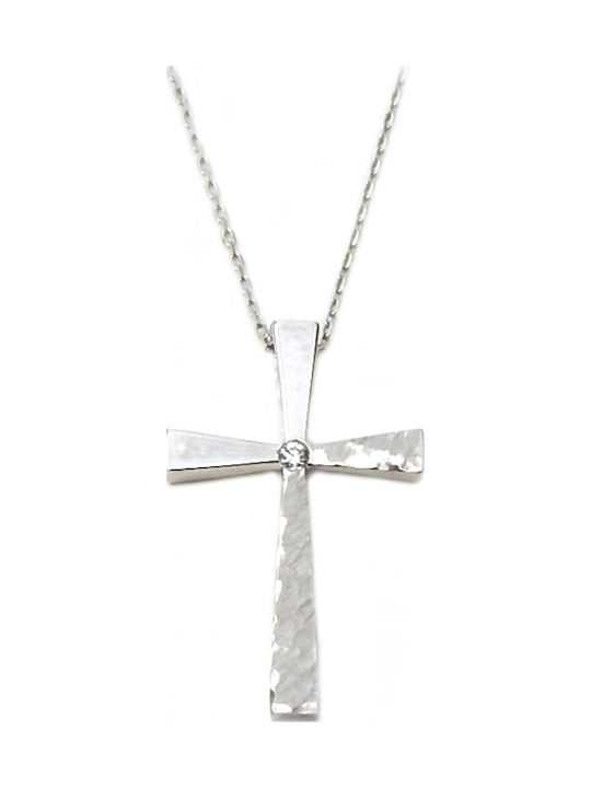 Polytimo Women's White Gold Cross 18K with Chain