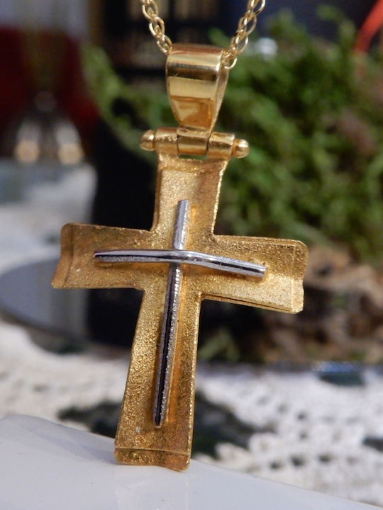 Polytimo Women's Gold Cross 14K with Chain