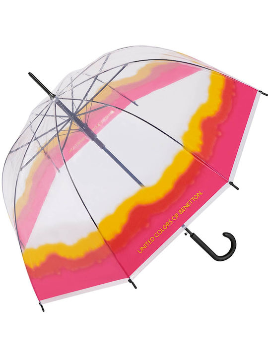 Benetton Automatic Umbrella with Walking Stick Transparent