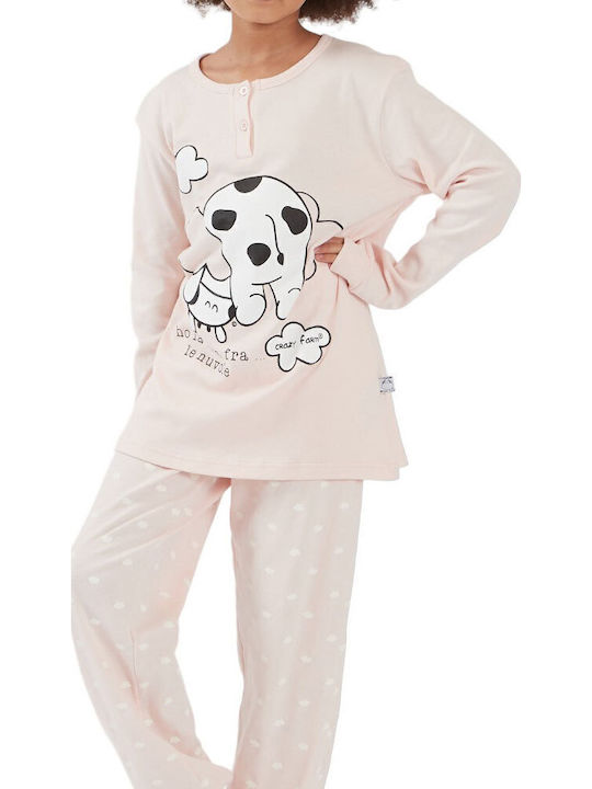Crazy Farm Παιδική Πιτζάμα Χειμωνιάτικη Ροζ