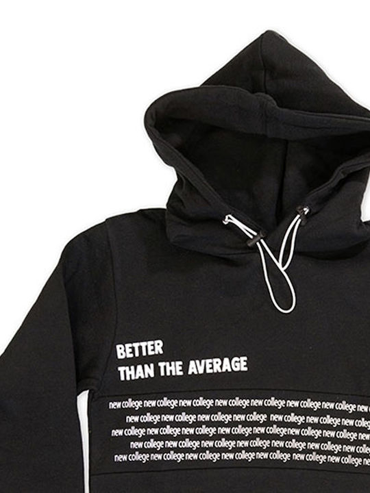 New College Kids Sweatshirt with Hood Black