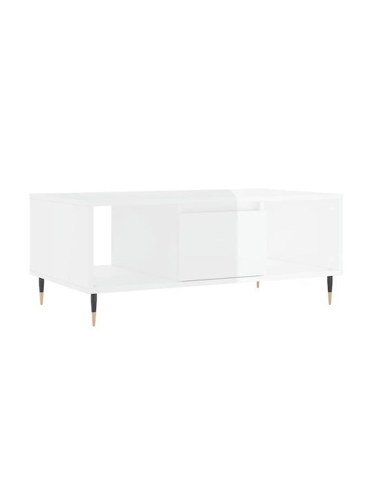 Rectangular Coffee Table Glass White L90xW50xH36.5cm.