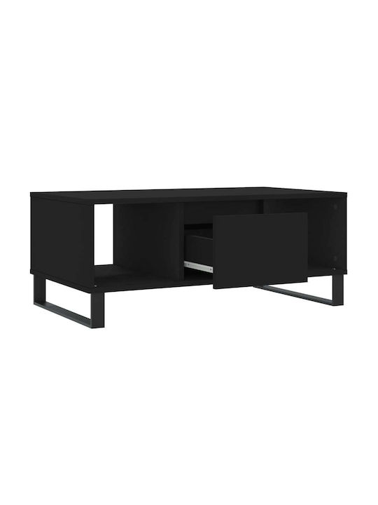 Rectangular Central Wooden Coffee Table with Drawers Black M90xP50xH36.5cm