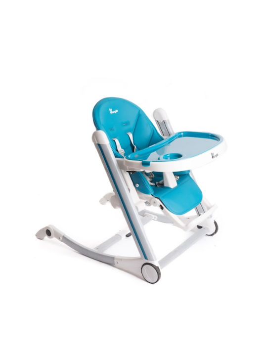 Bo Jungle B-High Chair Αναδιπλούμενο Καρεκλάκι Φαγητού με Ρυθμιζόμενο Ύψος Τιρκουάζ