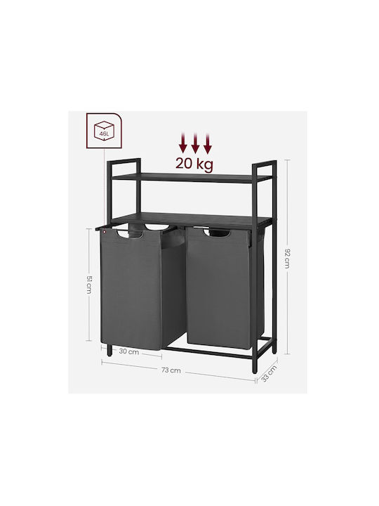 Vasagle Coș De Rufe Metalic 92lt 73x33x92cm Gri