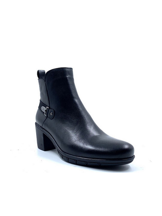 Leder Stiefeletten Damen Schwarz