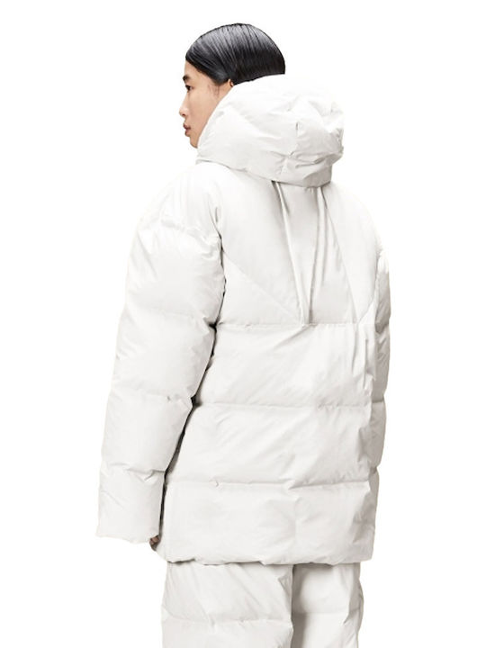 Rains Women's Short Puffer Jacket for Winter White