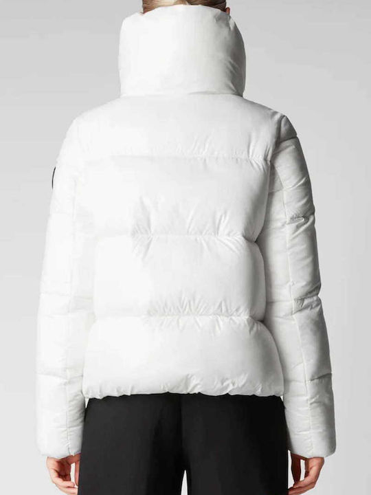 Women's Short Puffer Jacket for Winter White