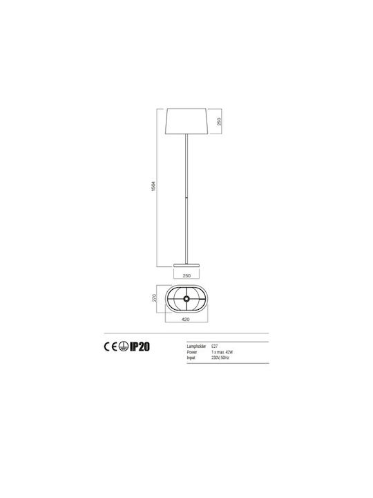 Redo Group Stehlampe H156cm. mit Fassung für Lampe E27