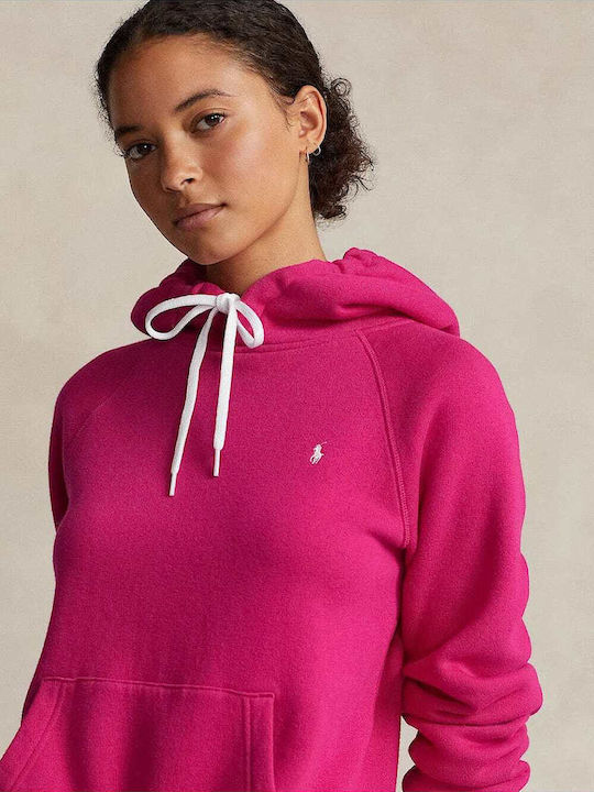 Ralph Lauren Women's Long Hooded Fleece Sweatshirt Fuchsia